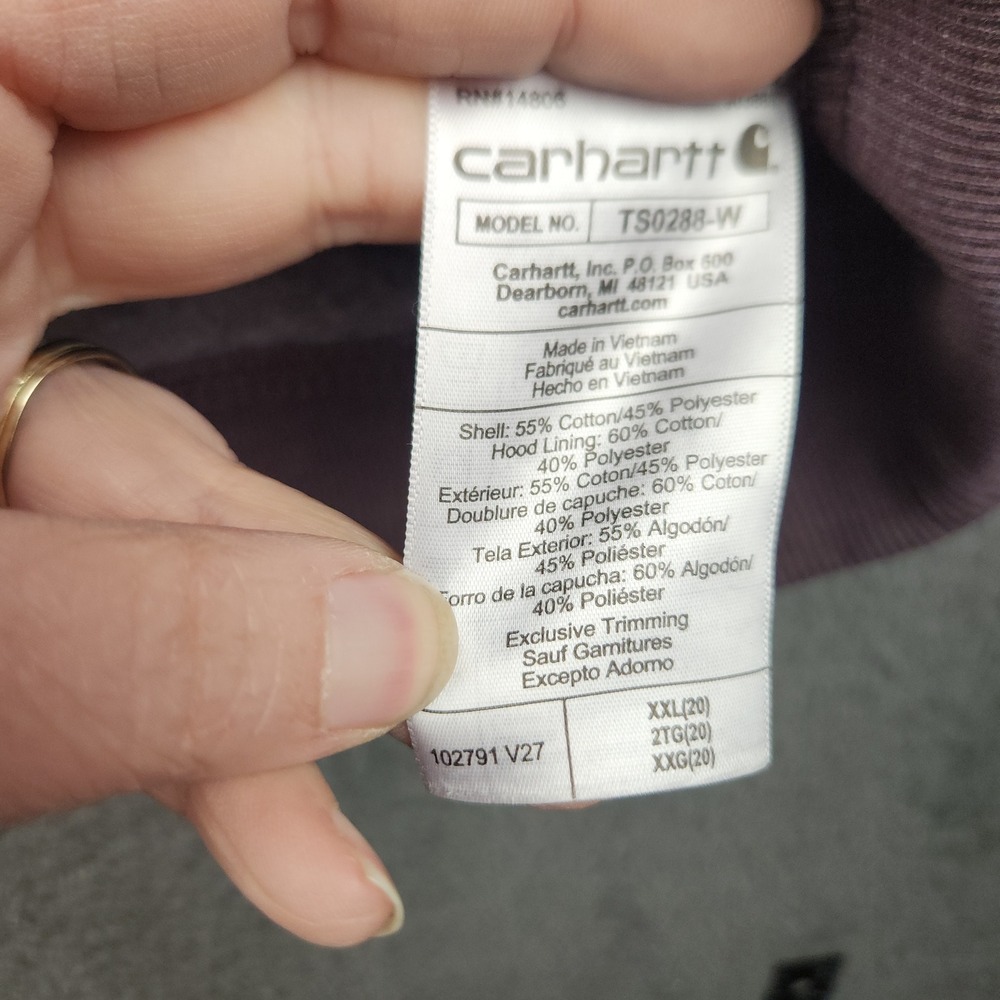 Carhartt Clarksburg Logo Hoodie Sweatshirt Women 2XL Relaxed Fit Purple Gorpcore - Picture 6 of 9